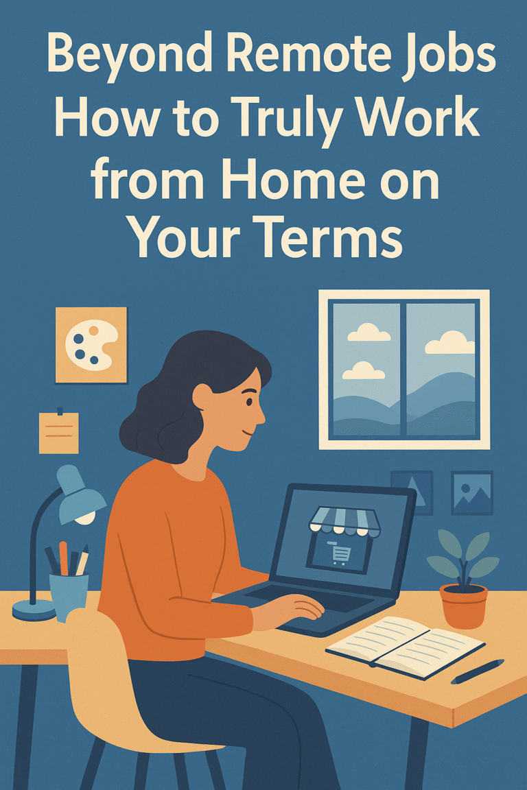 A focused person working from a home desk with a laptop and notebook, symbolizing independent, home-based digital entrepreneurship.